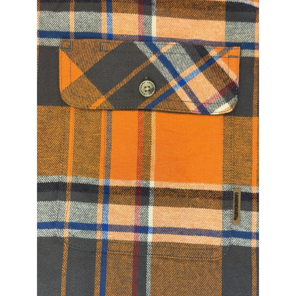 Legendary Whitetails Flannel Shirt Orange Plaid Button Up Cotton Mens Size Large - Picture 6 of 11